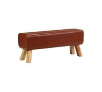 vidaXL Banc de bok de Gymnastique Marron 110 cm Cuir véritable et Bois