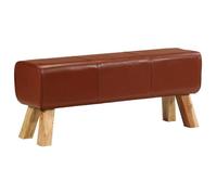 Banc de bok de gymnastique marron 110 cm cuir véritable et bois