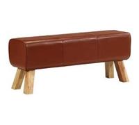 vidaXL Banc de bok de gymnastique marron 110 cm cuir véritable et bois