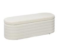 Banc de bout de lit HOMCOM banquette coffre de rangement 2 en 1 rembourré en polaire avec cadre en bois, banc de rangement crème