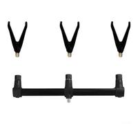 Banc de canne à pêche pour carpe avec tête de support en aluminium et barres transversales offrant une prise en main sûre sur des terrains inégaux et compatibilité avec plusieurs types de canne à