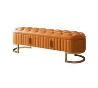 Banc de chambre à coucher en cuir, ottomane de rangement moderne avec tiroir, élégante extrémité de lit, étagère à chaussures pour entrée, design simple et élégant pour décoration d'intérieur