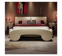 Banc de chambre à coucher moderne en simili cuir blanc avec repose-pieds créatif pour bout de lit, entrée, salon ou table à manger 150 x 50 x 40 cm