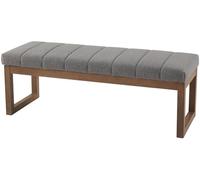 Banc de chambre à coucher rembourré moderne de 133,9 cm - Banc d'entrée et de salle à manger en tissu Teddy gris clair avec cadre en bois massif - Tabouret repose-pieds pour chambre à coucher, salon