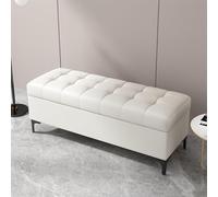 Banc De Chambre avec Rangement, Banc De Rangement Rembourré, Banc De Rangement D’entrée, Banc De Rangement De Salon, Petit Banc D’entrée, Banc De Foyer, B, Pearl White, 100 * 40 * 43cm