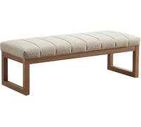 Banc de chambre moderne rembourré en tissu Teddy pour entrée et salle à manger, repose-pieds avec cadre en bois massif pour salon et extrémité de lit (couleur camel)