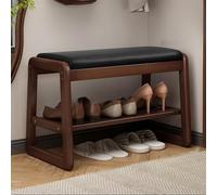 Banc de chaussure Entrée, banc de chaussures avec siège rembourré, Ottoman rembourré pour la chambre à coucher du lit, banc de changement de chaussure en bois pour le salon, entrée, chambre (noir, 80