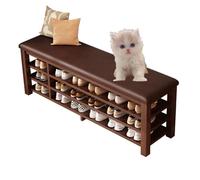 Banc de Chaussures à Coussin Rangement d'entrée de Rangement en Bois Massif en Bois de Chaussure Petite Banc d'entrée pour Le Couloir Armoire à Chaussures de Foyer de Vestige Brun 80cm
