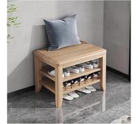 Banc De Chaussures, Bancs De Rangement En Bois Massif, Pouf à Chaussures, Organisateur De Chaussures Avec étagère Réglable Amovible, Pour Le Salon Du Couloir D'entrée(Size:60cm/23.6in,Color:bois)