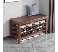 Banc De Chaussures, Bancs De Rangement En Bois Massif, Pouf à Chaussures, Organisateur De Chaussures Avec étagère Réglable Amovible, Pour Le Salon Du Couloir D'entrée(Size:100cm/39.4in,Color:Walnut)