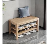 Banc De Chaussures, Bancs De Rangement En Bois Massif, Pouf à Chaussures, Organisateur De Chaussures Avec étagère Réglable Amovible, Pour Le Salon Du Couloir D'entrée(Size:80cm/31.5in,Color:bois)