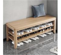 Banc De Chaussures, Bancs De Rangement En Bois Massif, Pouf à Chaussures, Organisateur De Chaussures Avec étagère Réglable Amovible, Pour Le Salon Du Couloir D'entrée(Size:120cm/47.2in,Color:bois)