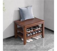 Banc De Chaussures, Bancs De Rangement En Bois Massif, Pouf à Chaussures, Organisateur De Chaussures Avec étagère Réglable Amovible, Pour Le Salon Du Couloir D'entrée(Size:60cm/23.6in,Color:Walnut)