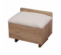 Banc de Chaussures de Rangement, Organisateur à la Hauteur, Cadre en Bois Massif + Coussin en Laine d'agneau Blanc - adapté à l'entrée, au Salon, à la Chambre, à Garder Les Chaussures Bien rangées