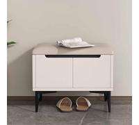 Banc de Chaussures d'entrée: Porte-Chaussures à 2 Niveaux + 2 Portes d'armoire, Base en Bois Massif et siège en Faux Cuir - Parfait pour la Maison, Salon pour Organiser Les Chaussures et s'asseoir