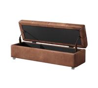 Banc De Chevet avec Couvercle À Fermeture Douce, Grand Pouf Rectangulaire De Rangement Banc avec Rembourrage Épais Et Pieds Métalliques, Coffre À Couvertures(Bruin,110cm)