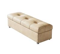 Banc De Chevet avec Couvercle À Fermeture Douce, Grand Pouf Rectangulaire De Rangement Banc avec Rembourrage Épais Et Pieds Métalliques, Coffre À Couvertures(Beige,110cm)