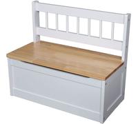 Banc de coffre en bois pour enfants 60 x 50 cm - blanc / naturel - Meubles pour enfants Banc de siège Coffre de rangement
