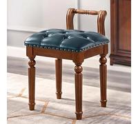 Banc de coiffeuse à dossier bas avec coussin rembourré et pieds en bois massif, idéal pour salle de maquillage, salon et salon de beauté