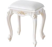 Banc de Coiffeuse rectangulaire sculpté Vintage avec Coussin rembourré, poufs, Tabouret de Maquillage de Style Victorien for Chambre à Coucher et Salon(White Leather,Gold)