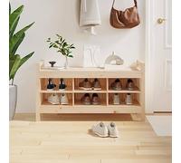 Banc de couloir 110 x 40 x 60 cm en pin massif, robuste avec 6 compartiments pour l'ordre dans l'entrée, meuble de rangement pratique pour étagère à chaussures et porte-manteau