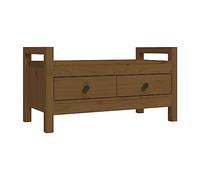 Banc de couloir 80x40x43 cm Bois de pin massif Marron miel | Banc de rangement à 2 tiroirs, assise solide, meuble de couloir, notice de montage incluse