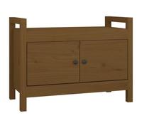 Banc de couloir 80x40x60 cm Bois de pin massif Marron miel | Plateau robuste, compartiments et portes, montage mural inclus, design rustique, notice de montage incluse