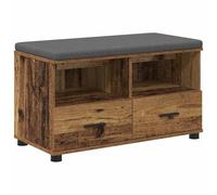 Banc de couloir avec coussins et tiroirs en bois vieilli, 80 x 38 x 46 cm, banc en bois avec espace de rangement, banc rembourré pour couloir, entrée, banc de vestiaire avec étagères