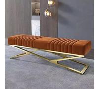 Banc de couloir, base en métal avec pieds en forme de X, capacité de poids de 150 kg, peut être utilisé comme banc d'entrée, banc de siège de fenêtre pour une variété d'espaces (orange, 100 cm)