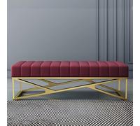 Banc de couloir, base en métal avec pieds en forme de X, capacité de poids de 150 kg, peut être utilisé comme banc d'entrée, banc de siège de fenêtre pour une variété d'espaces (bordeaux, 80 cm)