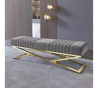 Banc de couloir, base en métal avec pieds en forme de X, capacité de poids de 150 kg, peut être utilisé comme banc d'entrée, banc de siège de fenêtre pour une variété d'espaces (gris clair, 60 cm)