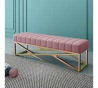 Banc de couloir, base en métal avec pieds en forme de X, capacité de poids de 150 kg, peut être utilisé comme banc d'entrée, banc de siège de fenêtre pour une variété d'espaces (rose, 100 cm)