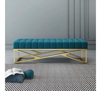 Banc de couloir, base en métal avec pieds en forme de X, capacité de poids de 150 kg, peut être utilisé comme banc d'entrée, banc de siège de fenêtre pour une variété d'espaces (bleu, 100 cm)