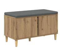Banc de couloir en chêne Artisan 80 x 38 x 46 cm avec espace de rangement et coussin antidérapant