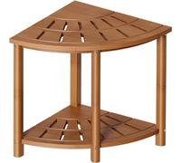 Banc de douche d'angle en bambou avec rangement étanche pour se raser les jambes, siège d'angle compact 38,1 x 33 cm pour salle de bain et douche