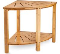 Banc de douche d'angle en bambou imperméable avec étagère de rangement parfait pour se raser les jambes, tabouret de douche compact pour salle de bain (38,1 x 33 cm)