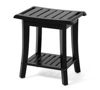 Banc de douche en bambou avec étagère de rangement - Tabouret de bain spa polyvalent pour salle de bain, salon, chambre à coucher, jardin - Idéal pour tous les âges et les personnes âgées Confort et