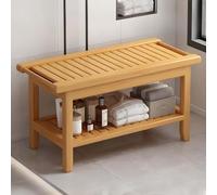 Banc de douche en bambou avec étagère et poignées, repose-pieds polyvalent pour intérieur et extérieur, tabouret pour salle de bain, terrasse