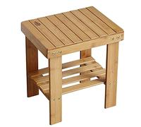 Banc de douche en bois - Tabouret de salle de bain - Bancs de baignoire - Repose-pieds étanche - Banc d'entrée - 31 × 23 × 33 cm