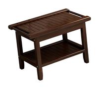 Banc de douche multifonction en bois avec étagère intérieure et accoudoirs - Marron foncé - Parfait pour la salle de bain, l'entrée ou la chambre à coucher - Design simple