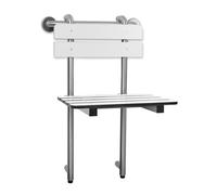 Banc de Douche Portable à Suspendre avec Barre d'appui de 45,7 cm, Barre d'appui supportée, Acier Inoxydable, Blanc