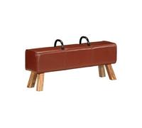 vidaXL Banc de gymnastique 110 cm 356379 Cuir véritable marron, 2 poignées, cadre en bois