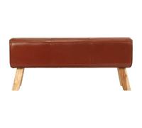 Banc de Gymnastique Marron 110 cm Cuir Véritable et Bois | Pieds en bois de manguier massif, rembourrage épais, cuir lisse, style vintage