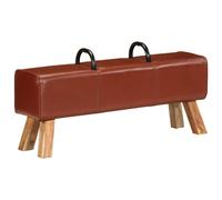 vidaXL Banc de gymnastique 110 cm 356379 Cuir véritable marron, 2 poignées, cadre en bois