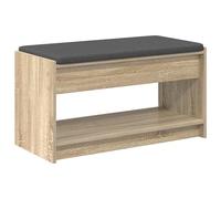 Banc de Hall avec Coussin et Étagères, Bois d'Ingénierie, Sonoma, 83 x 38 | Design moderne sans dossier, rangement intégré pour chaussures, coussin confortable pleine longueur, entretien facile au