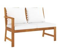 Banc de jardin 114, 5 cm en bois d'acacia massif avec coussins crème - Banc de patio résistant aux intempéries, confortable et élégant pour terrasse ou jardin Meuble durable finition à l'huile