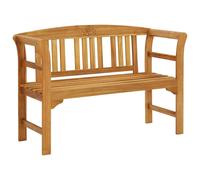 Banc De Jardin 114 Cm Bois D'acacia Massif Avec Dossier Sculpté & Accoudoirs Ergonomiques