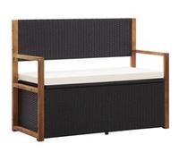 Bois d'Acacia Banc de Jardin 115 cm Résine Tressée Coffre de Rangement vidaXL