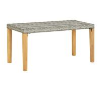 Banc De Jardin 120 Cm Gris Résine Tressée Et Bois D'acacia Noir