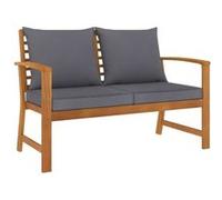 Vidaxl Banc De Jardin Et Coussin Gris Foncé 120cm Bois Solide D'acacia Gris